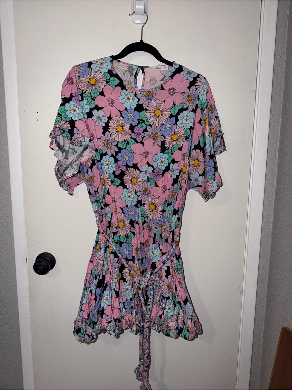 TALULAH Pink Multi Floral Tie-Waist Peplum Top